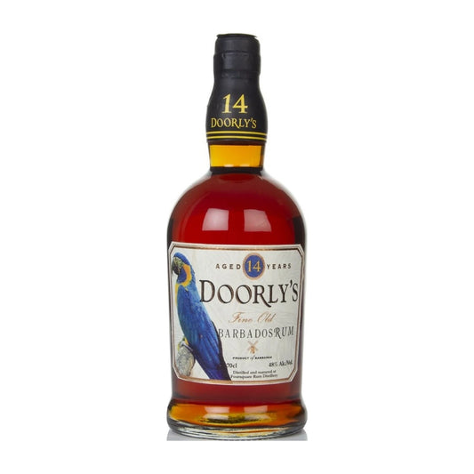 Doorly's 14 Year Old Barbados Rum 70cl bottle on a white background