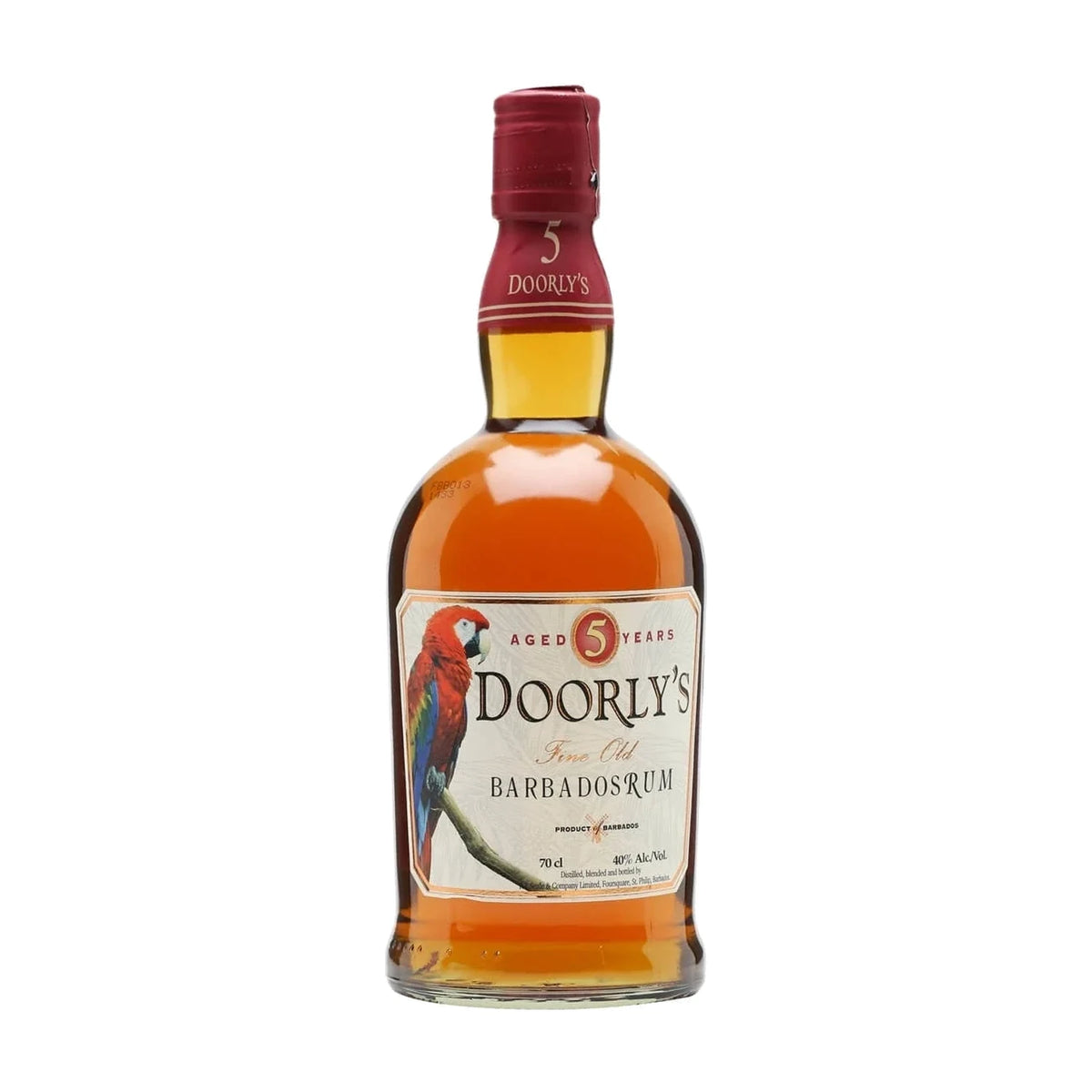 Doorly's XO Fine Old Barbados Rum, 70cl bottle on a white background