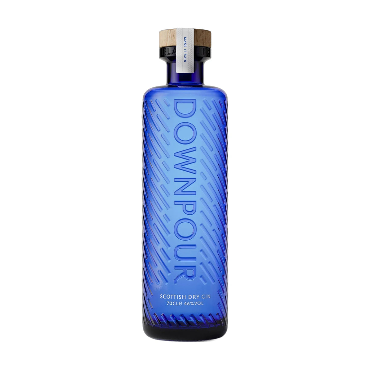 DownPour Scottish Dry Gin, 70cl bottle on a white background