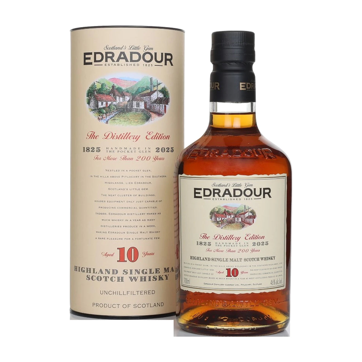 Edradour 10 Year Old Single Malt Scotch Whisky 70cl bottle on a white background