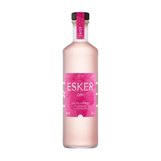 Esker Scottish Raspberry Gin, 70cl bottle on a white background