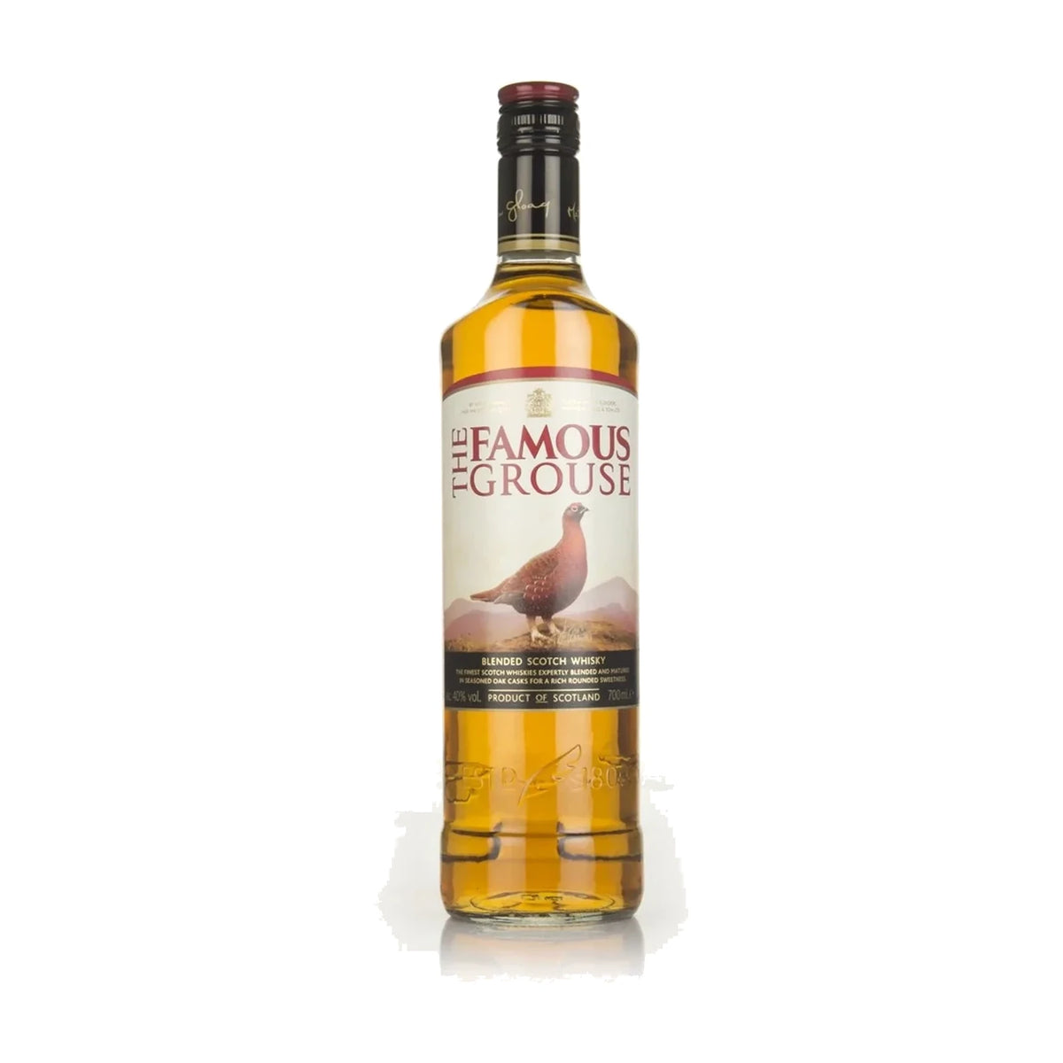 Famous Grouse Blended Scotch Whisky, 70cl bottle on a white background