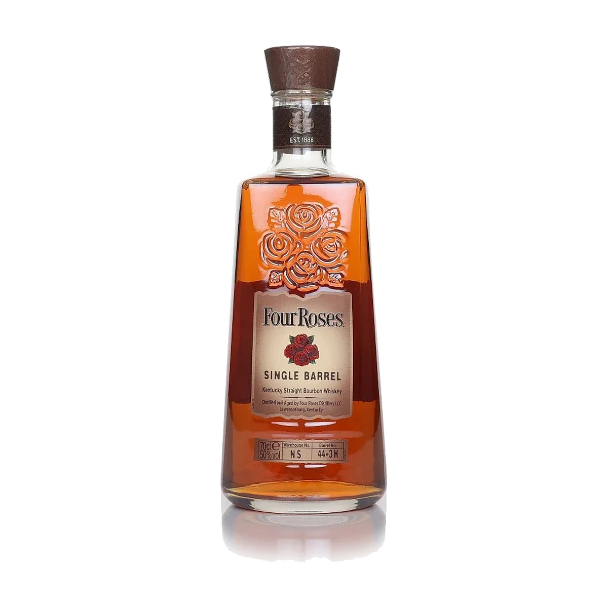 Four Roses Single Barrel Bourbon 100 Proof, 70cl bottle on a white background