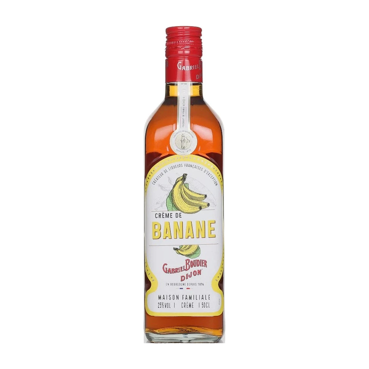 Gabriel Boudier Crème de Bananes Liqueur 50cl bottle on a white background