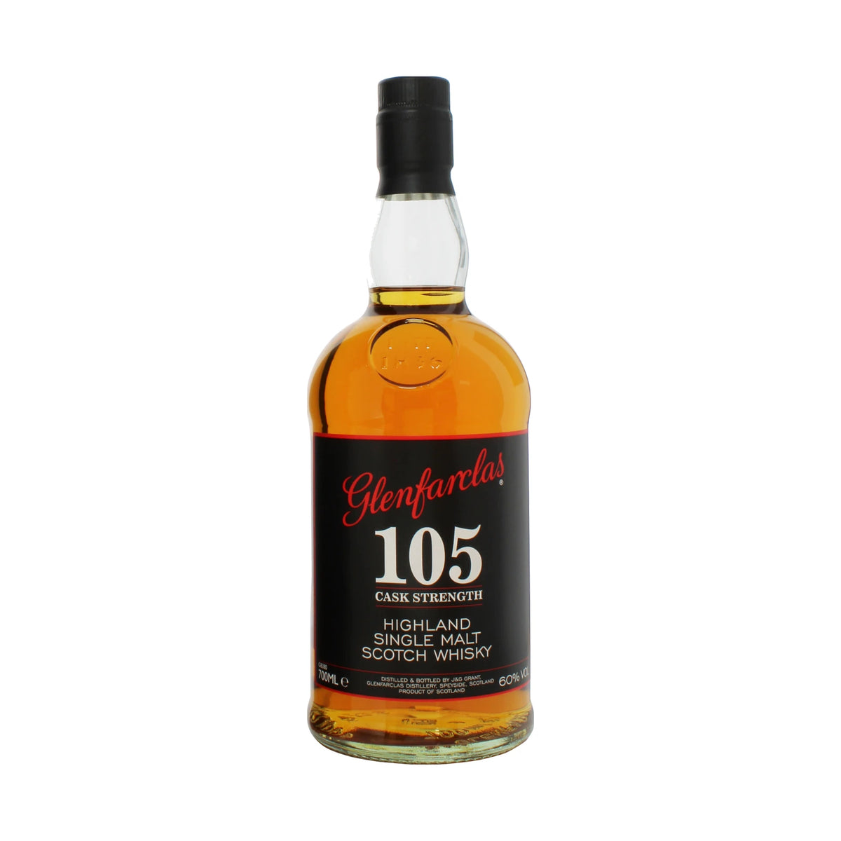 Glenfarclas 105 Cask Strength Speyside Single Malt Scotch Whisky 70cl bottle on a white background