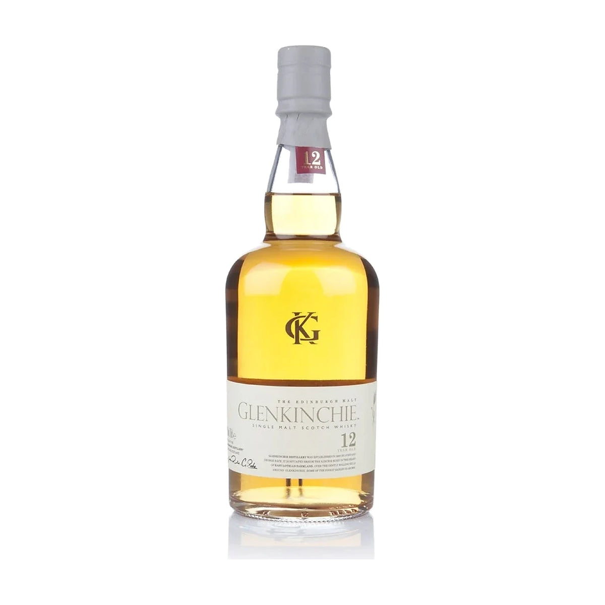 Glenkinchie 12 Year Old Lowland Single Malt Scotch Whisky, 70cl bottle on a white background