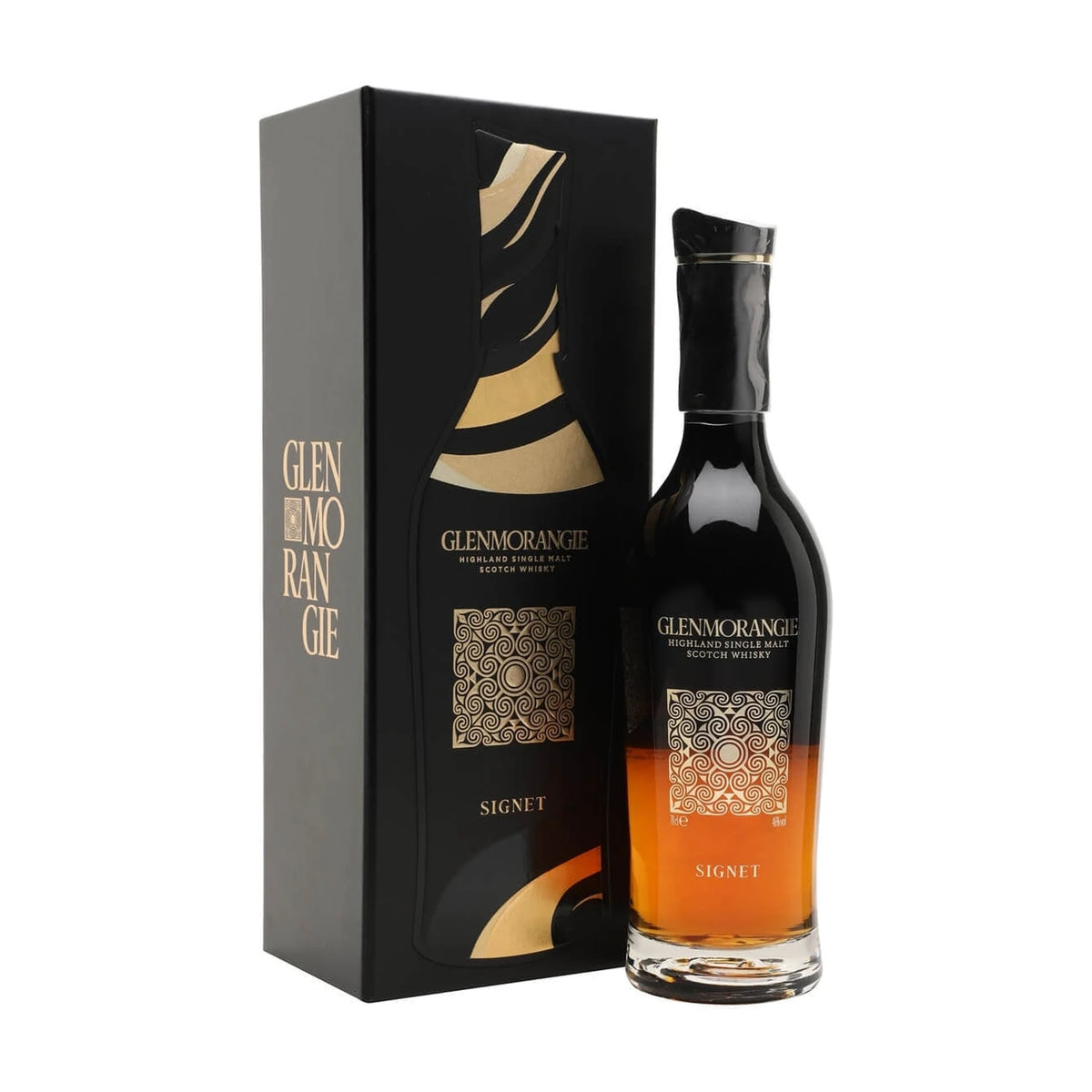 Glenmorangie Signet Highland Single Malt Scotch Whisky 70cl bottle with gift box on a white background