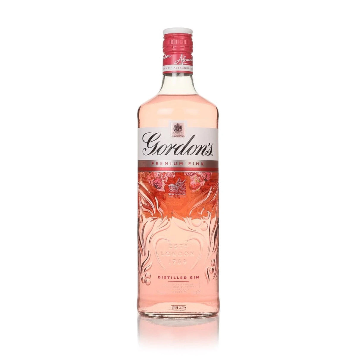 Gordon's Premium Pink Gin 70cl bottle on a white background