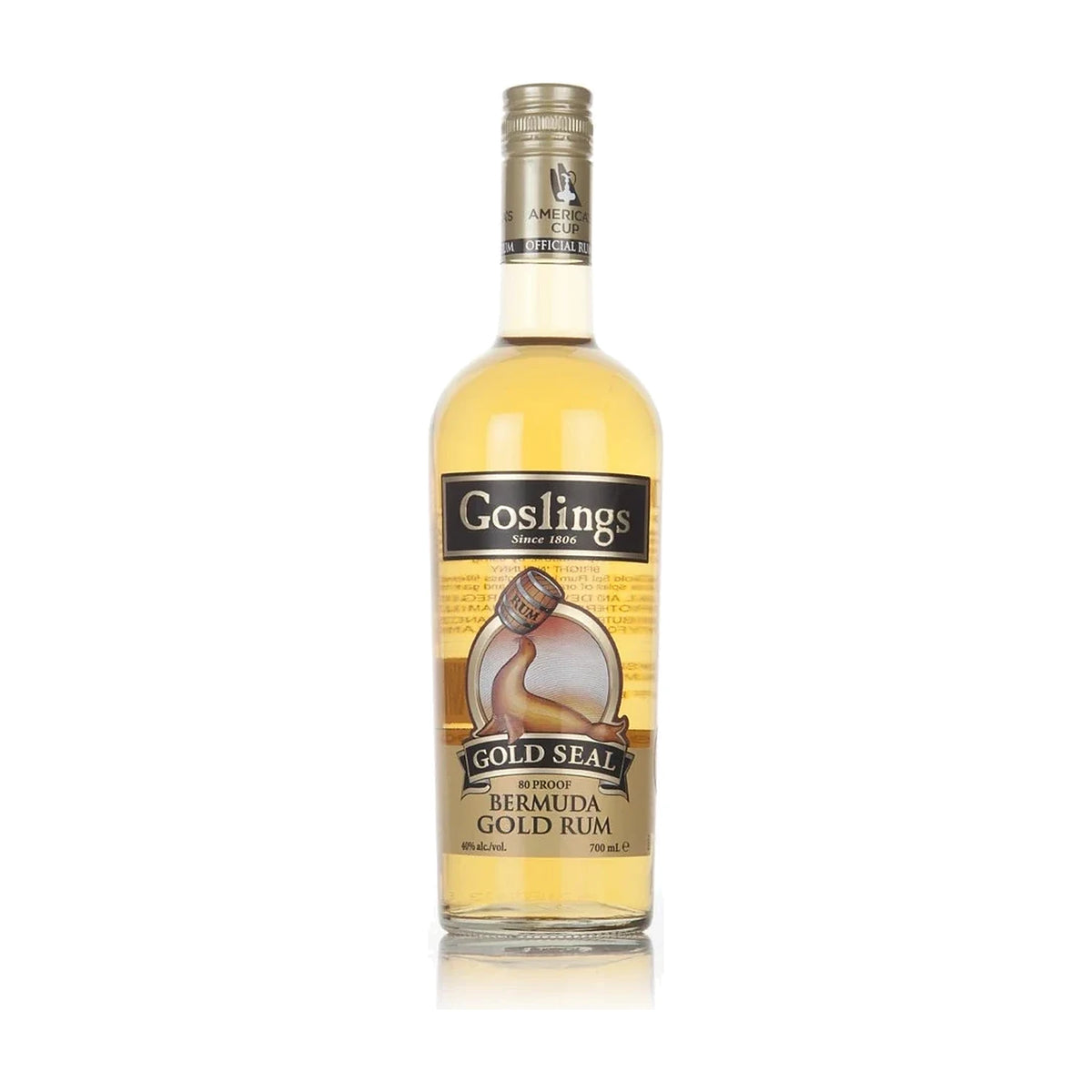Gosling's Gold Seal Bermuda Rum, 70cl bottle on a white background