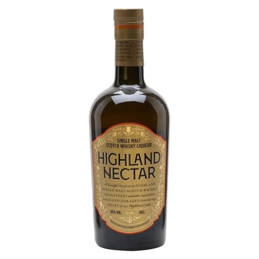 Bottle of Highland Nectar Scotch Whisky Liqueur, 50cl, on a white background