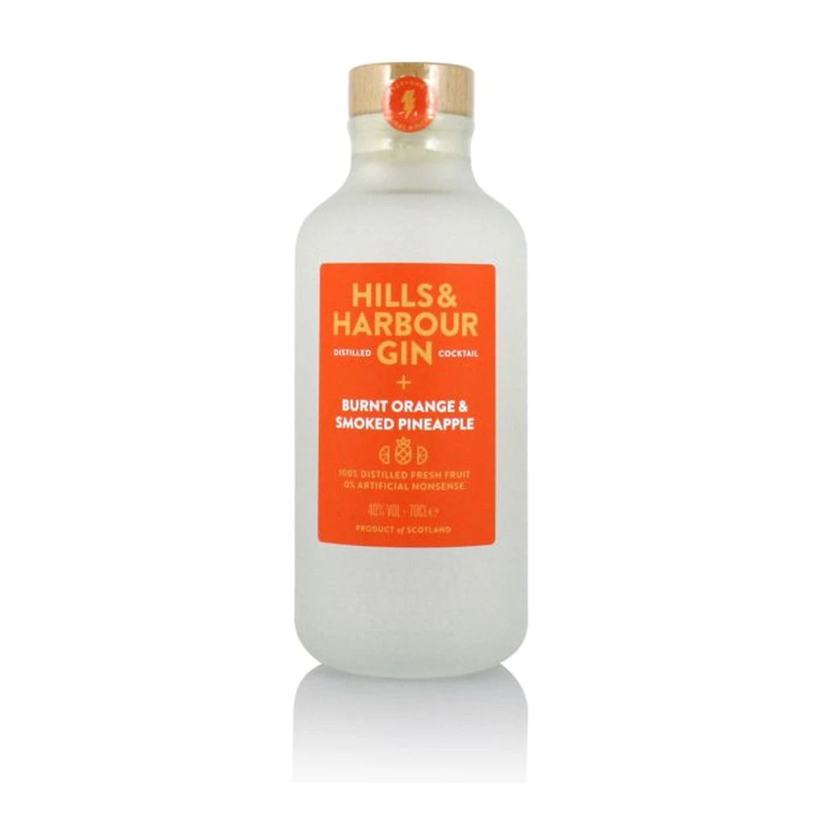 Hills & Harbour Burnt Orange & Smoked Pineapple Gin Cocktail bottle, 70cl, on a white background