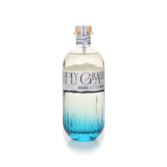 Bottle of Holy Grass Vodka, 70cl, on a white background