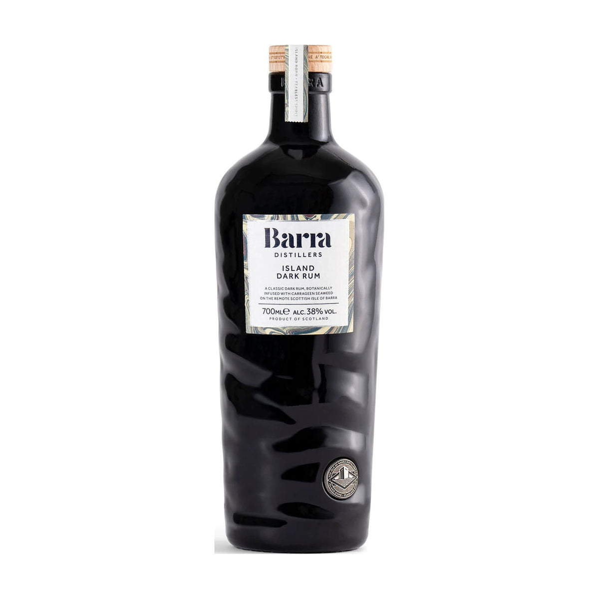 Isle of Barra Island Dark Rum 70cl bottle on a white background