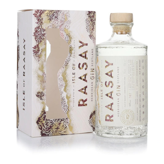 Isle of Raasay Dry Gin 70cl bottle on a white background