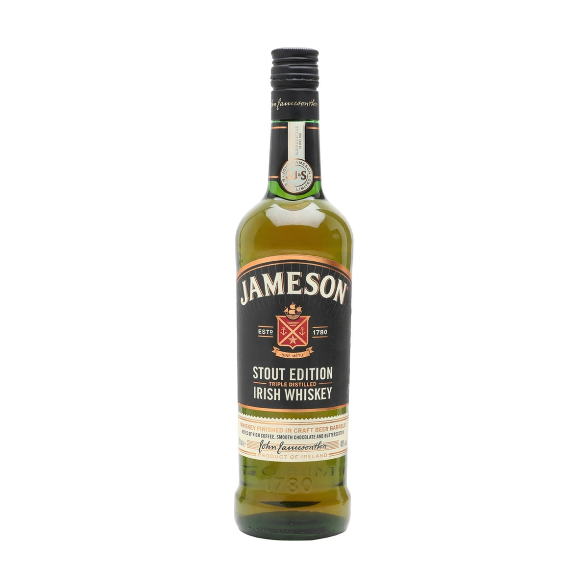 Jameson Caskmates Stout Edition Irish Whiskey, 70cl bottle on a white background