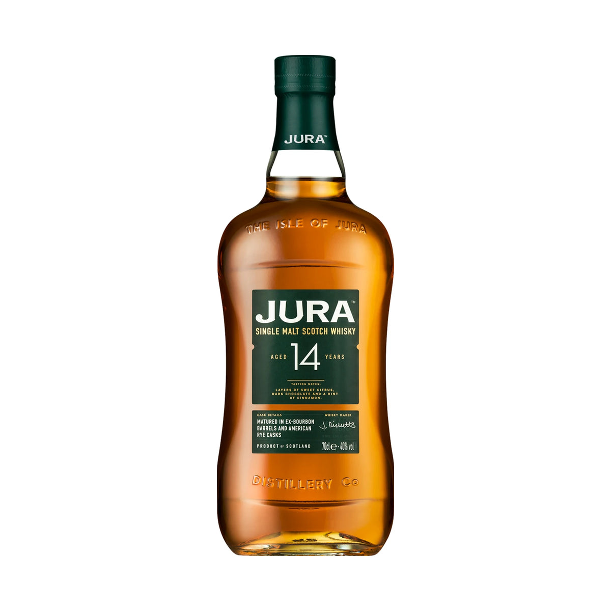 Jura 14 Year Old Island Single Malt Scotch Whisky 70cl bottle on a white background