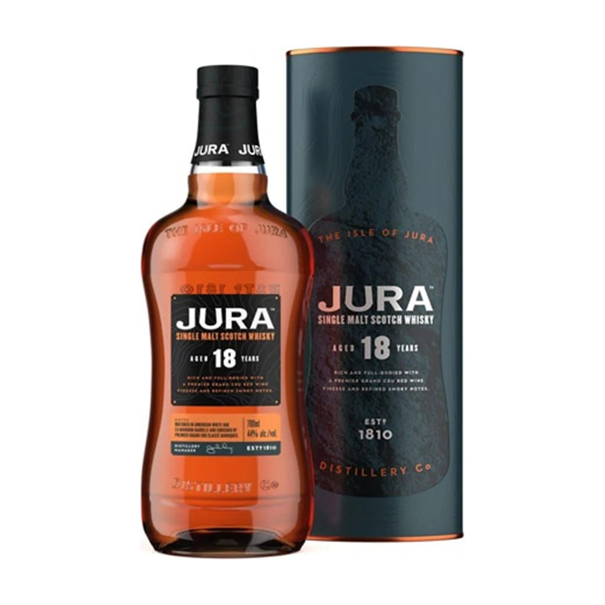 Jura 18 Year Old Island Single Malt Scotch Whisky 70cl bottle on a white background