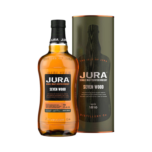 Jura Seven Wood Island Single Malt Scotch Whisky 70cl bottle on a white background