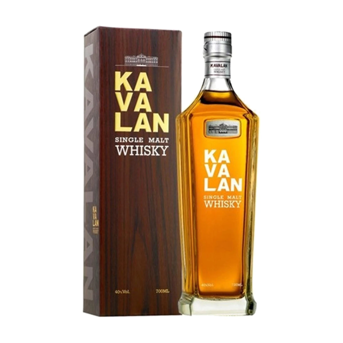 Kavalan Classic Single Malt Whisky, 70cl bottle with gift box on a white background