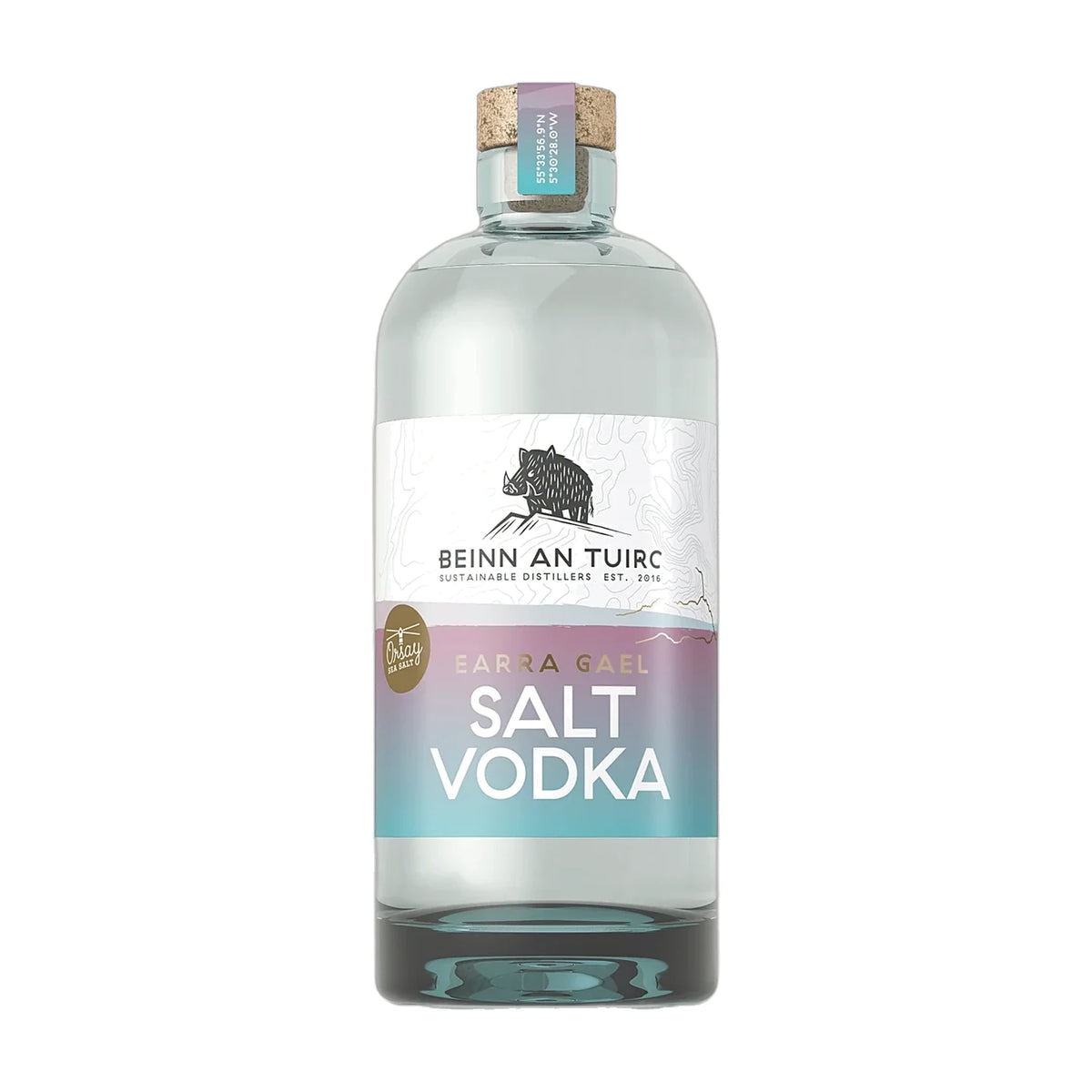 Kintyre Earra Gael Salt Vodka, 70cl bottle on a white background