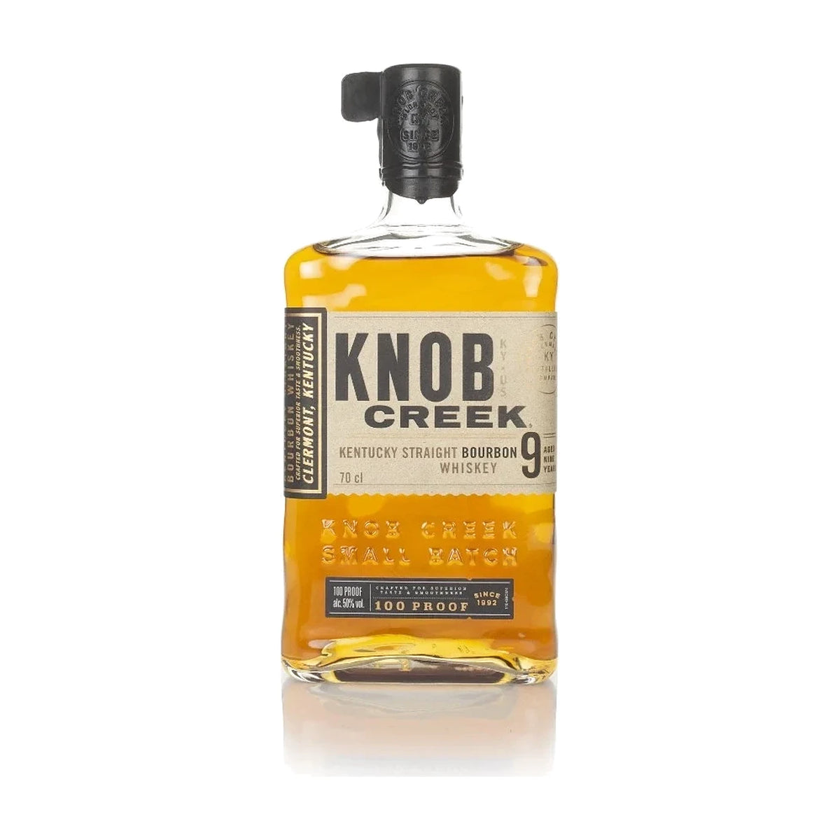 Knob Creek 9 Year Old Kentucky Straight Bourbon Whiskey, 70cl bottle on a white background