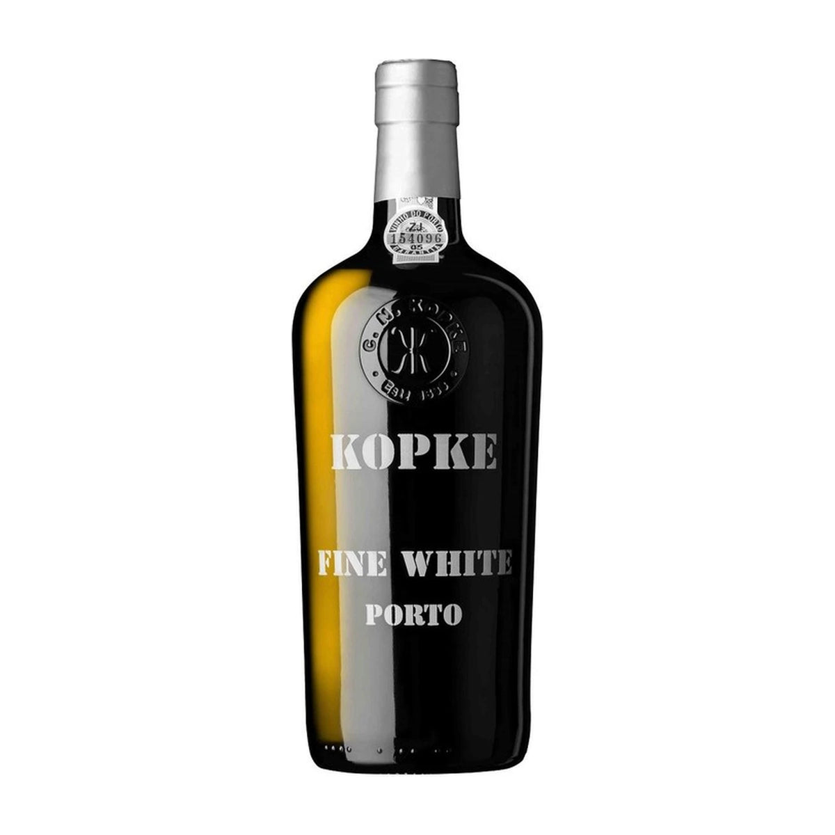 Kopke Fine White Port 75cl bottle on a white background
