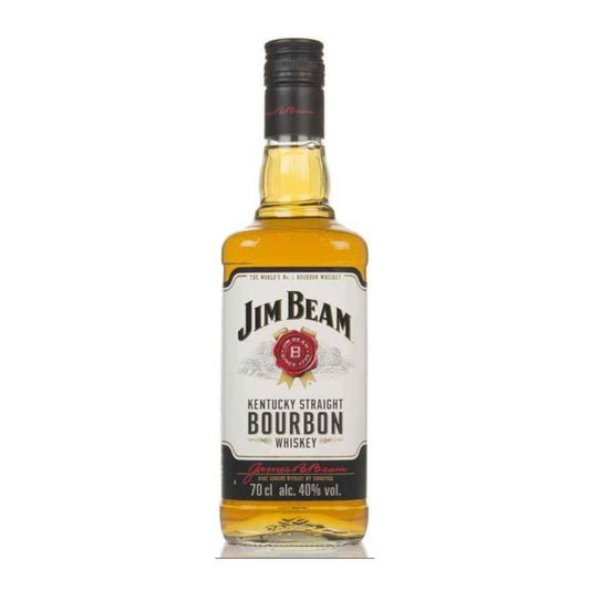 Bottle of Jim Beam Kentucky Straight Bourbon Whiskey 70cl on a white background