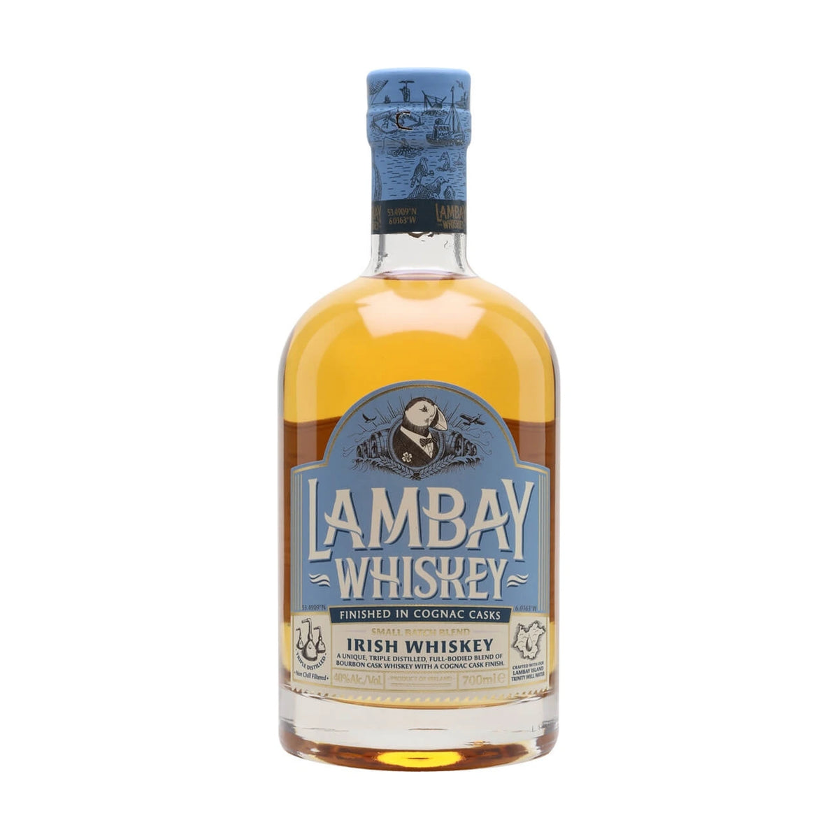 Lambay Small Batch Blend Irish Whiskey, 70cl bottle on a white background