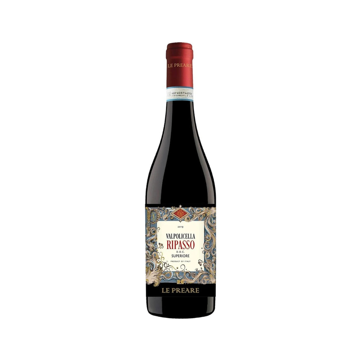 Le Preare Valpolicella Ripasso Classico Superiore 75cl bottle on a white background