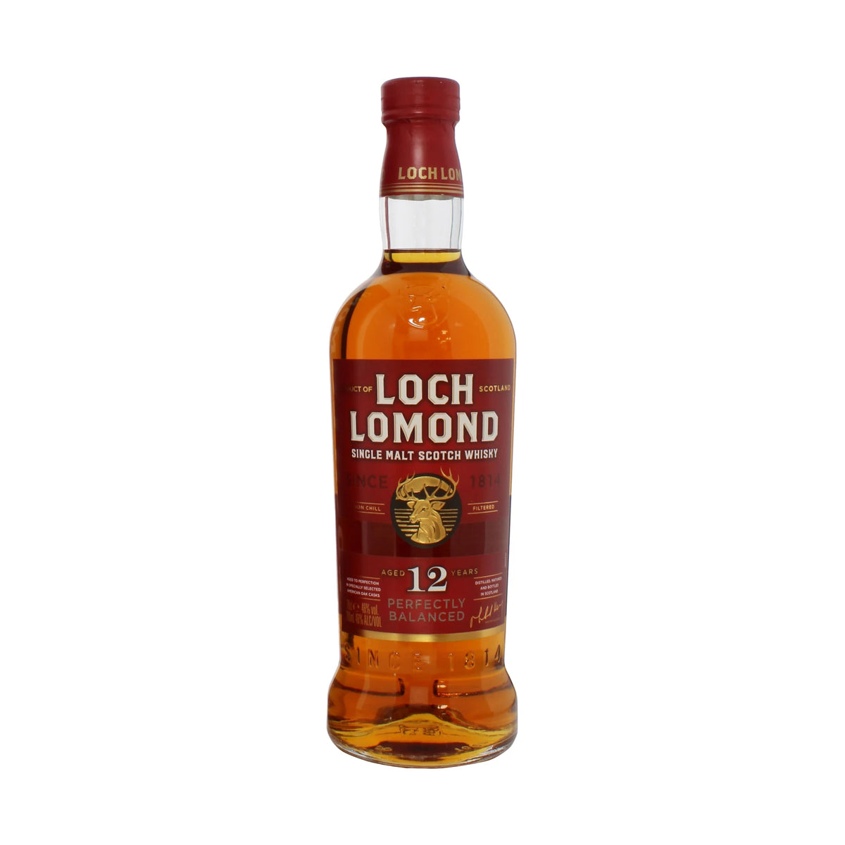 Loch Lomond 12 Year Old Highland Single Malt Scotch Whisky 70cl bottle on a white background