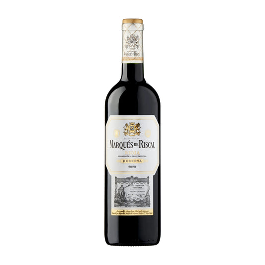 Marqués de Riscal Rioja Reserva 75cl bottle on a white background