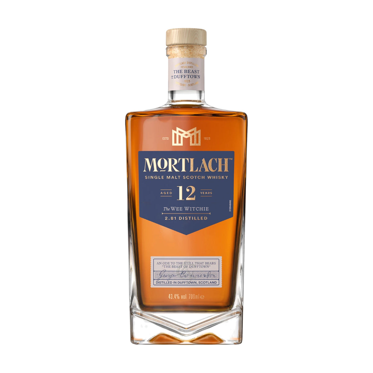 Mortlach 12 Year Old The Wee Witchie Speyside Single Malt Scotch Whisky, 70cl bottle on a white background