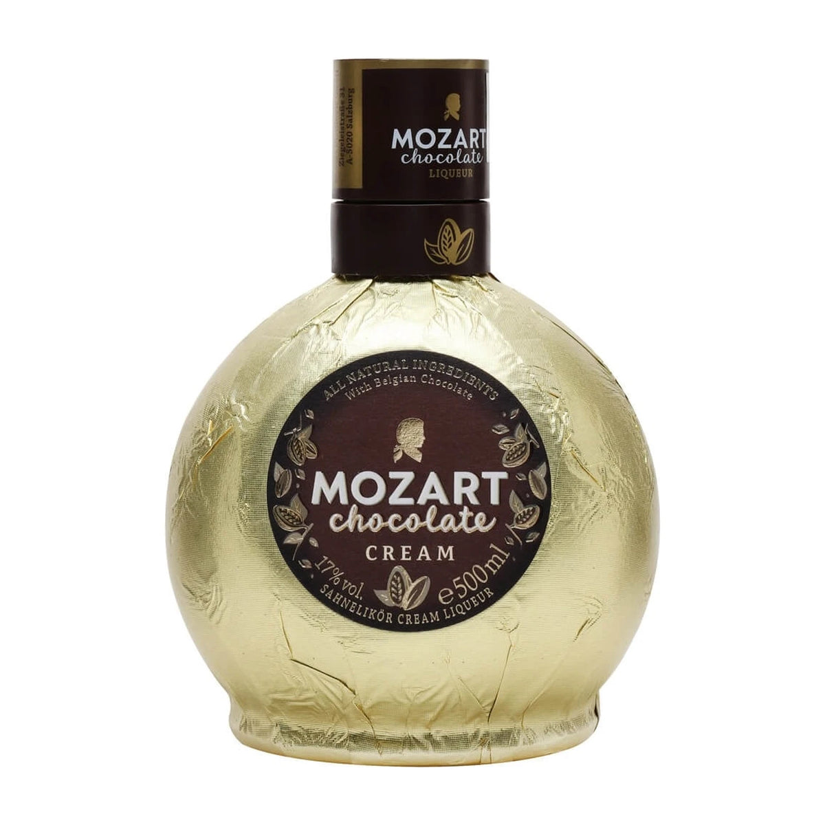 Mozart Chocolate Cream Liqueur 50cl bottle on a white background