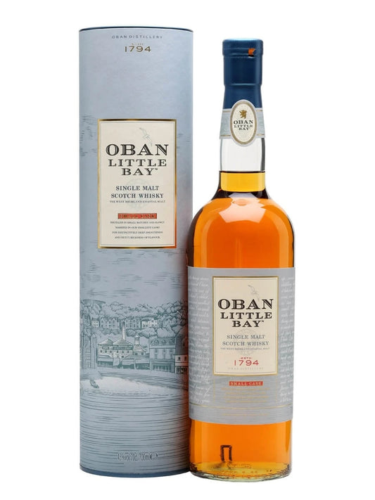 Oban Little Bay Highland Single Malt Scotch Whisky 70cl bottle on a white background