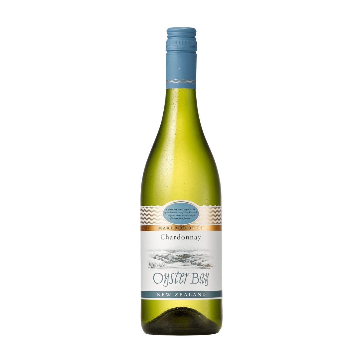 Oyster Bay Chardonnay Marlborough New Zealand 75cl bottle on a white background