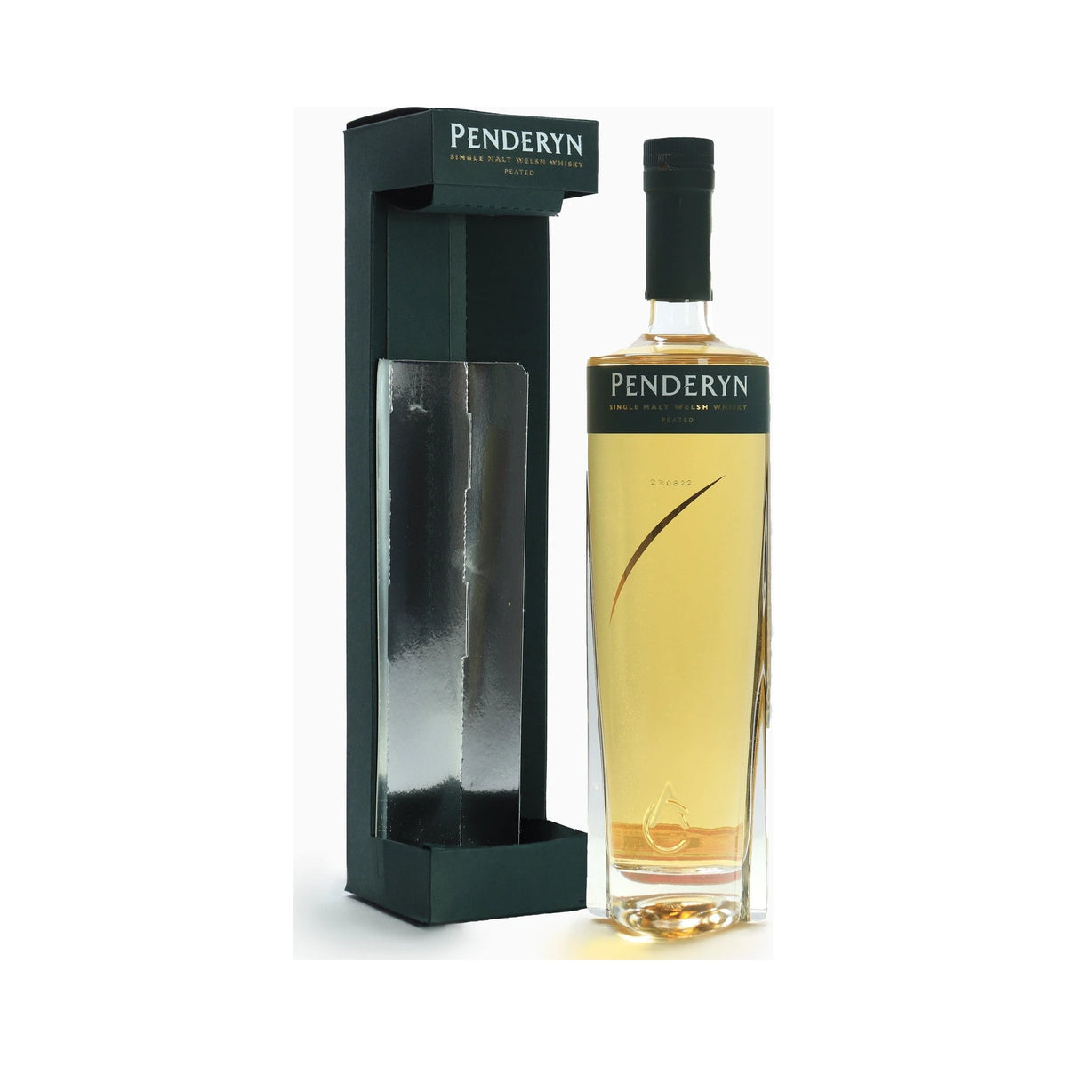 Penderyn Peated Welsh Single Malt Whisky 70cl bottle on a white background