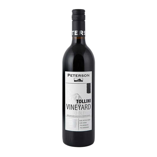 Peterson Winery Mendo Blendo Tollini Vineyard red wine bottle, 75cl, on a white background