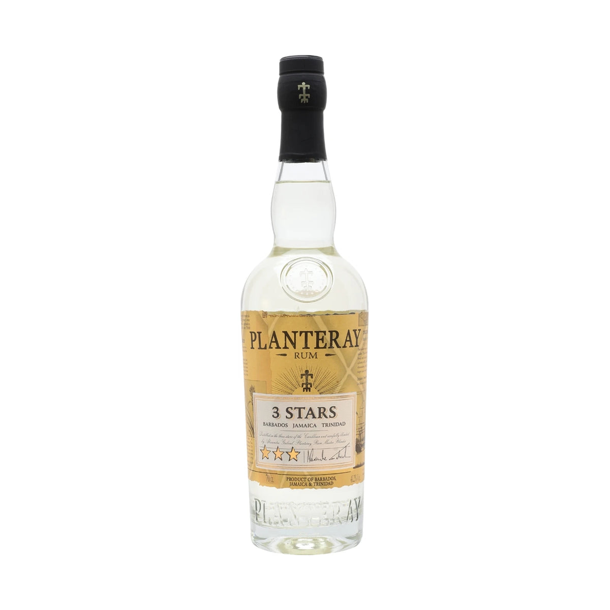 Planteray 3 Stars Silver Rum 70cl bottle on a white background
