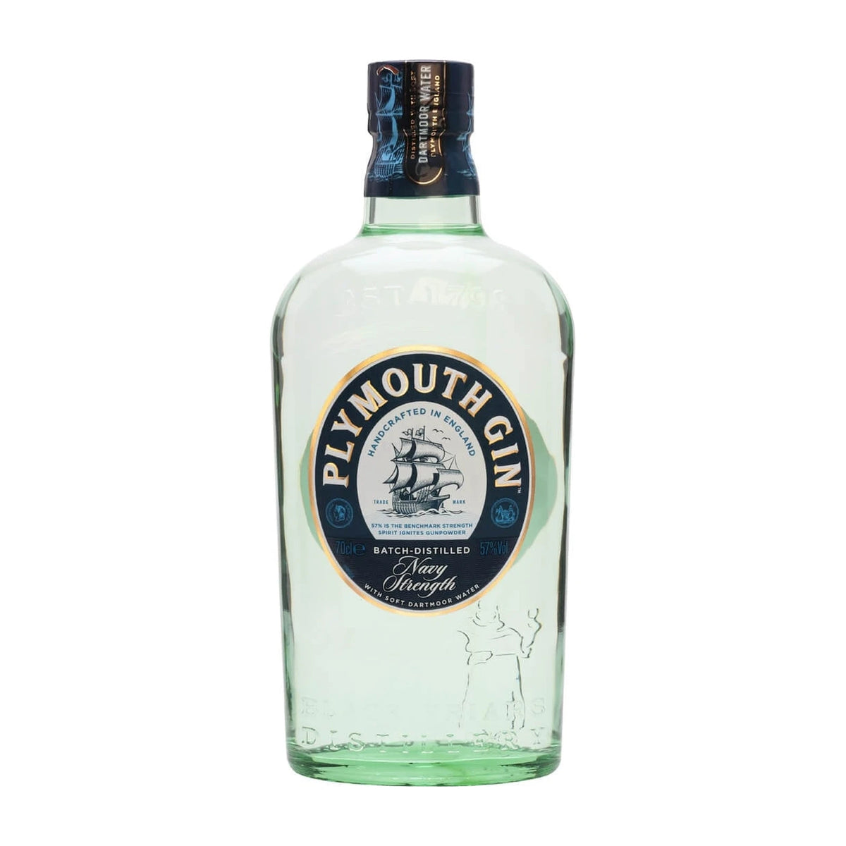 Plymouth Navy Strength Gin 70cl bottle on a white background