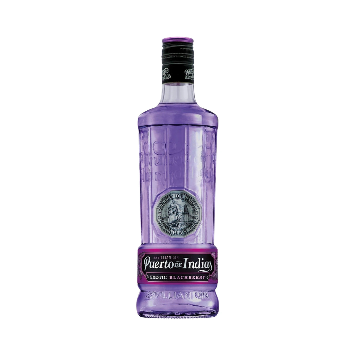 Puerto de Indias Blackberry Gin 70cl bottle on white background