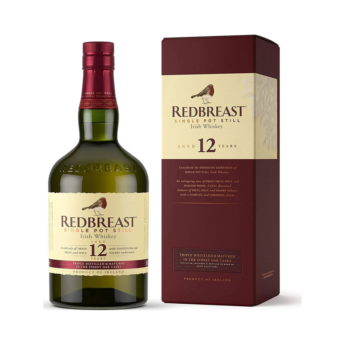 Redbreast 12 Year Old Single Pot Still Irish Whiskey 70cl bottle on a white background