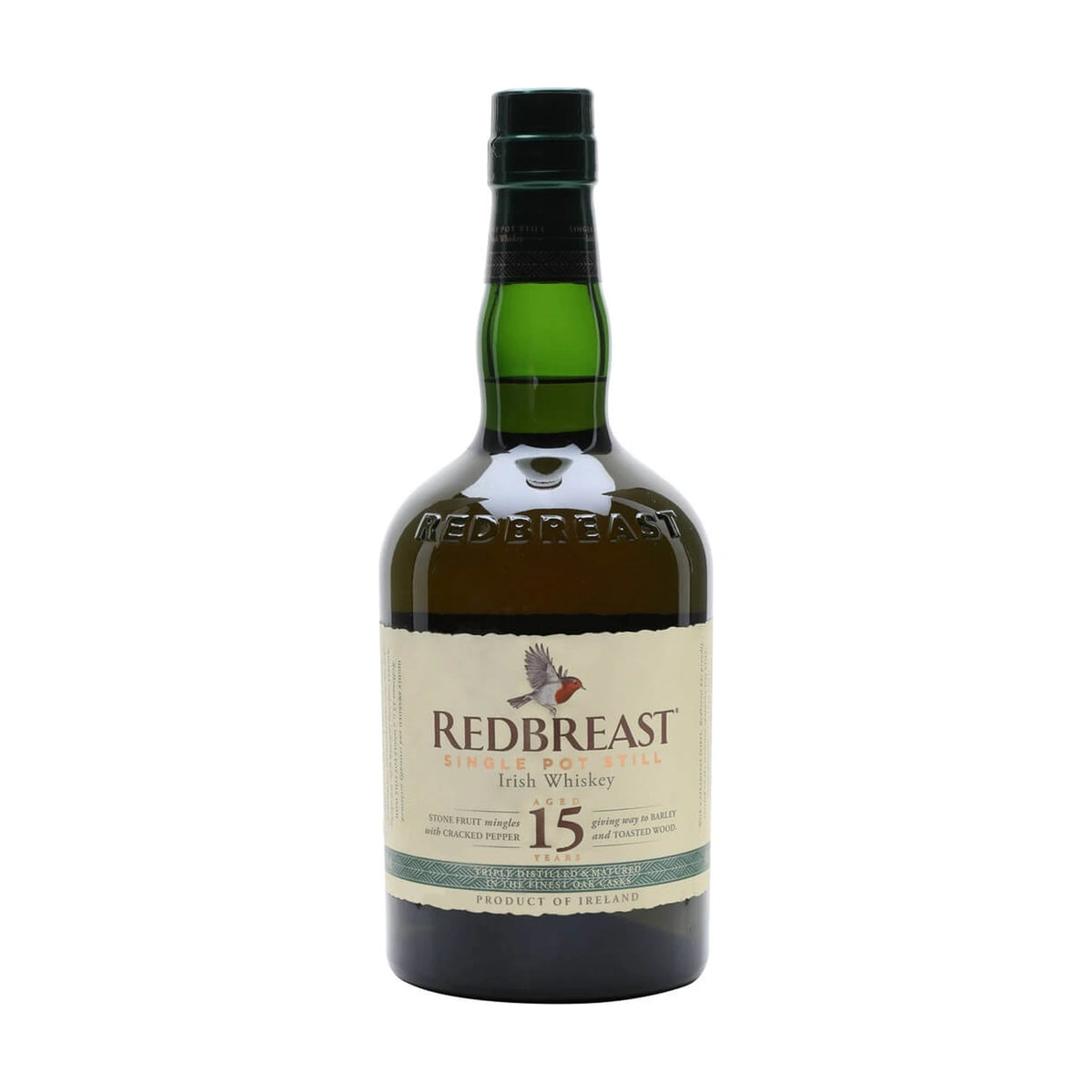 Redbreast 15 Year Old Single Pot Still Irish Whiskey, 70cl bottle on a white background