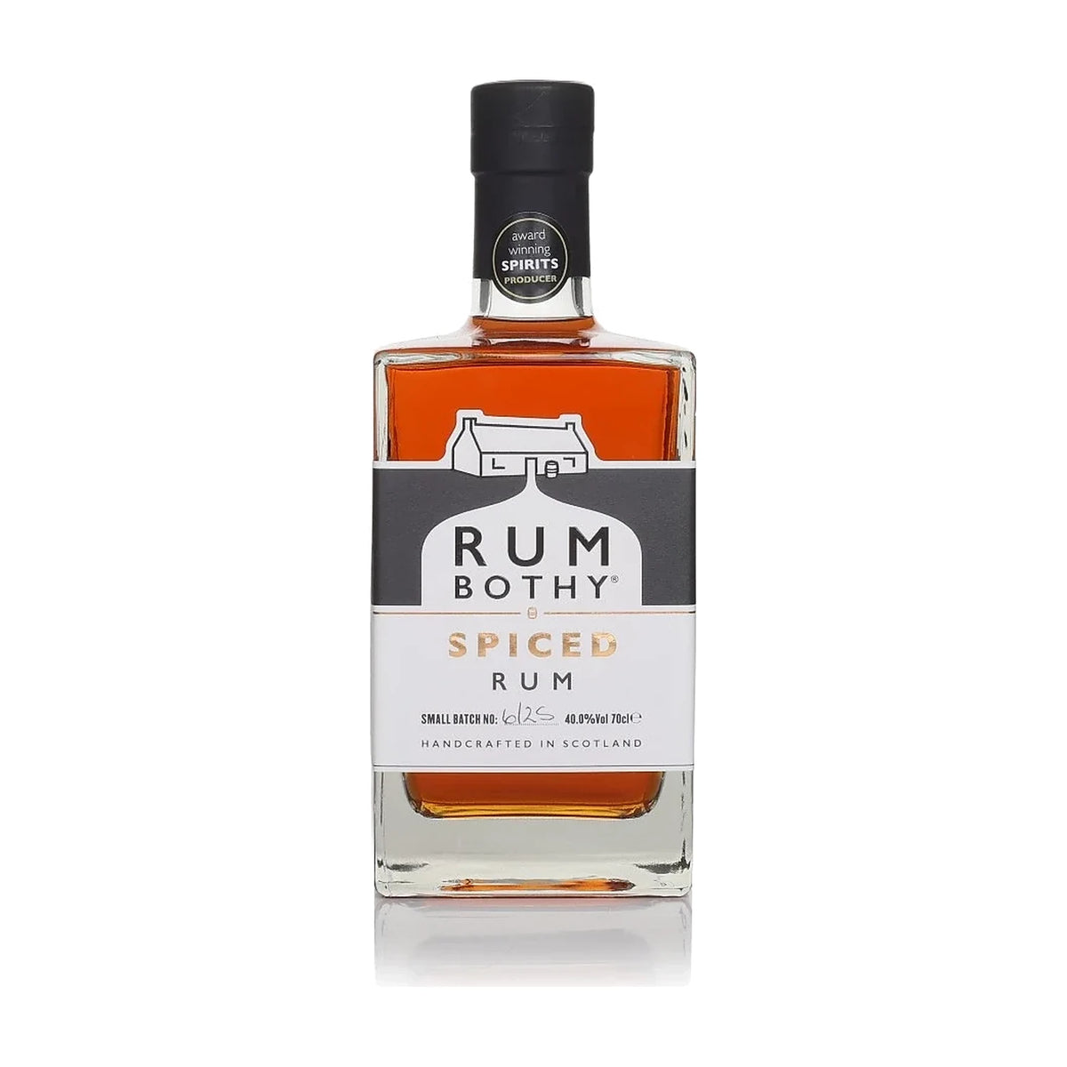 Rum Bothy Spiced Rum, 70cl bottle on a white background