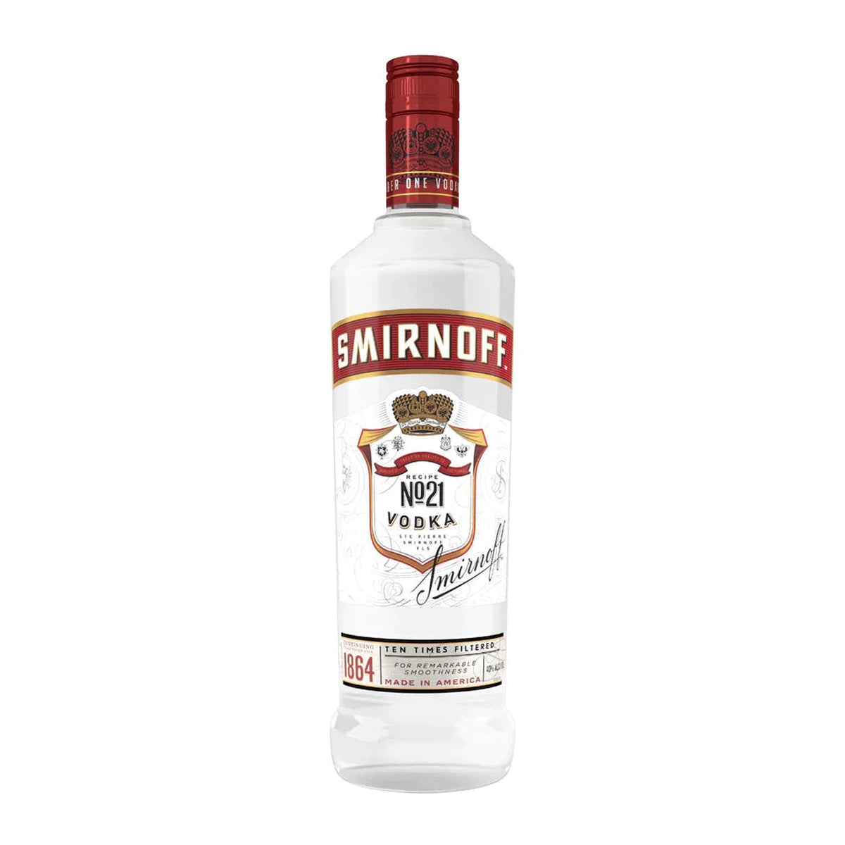 Smirnoff No. 21 Red Label Vodka 70cl bottle on a white background