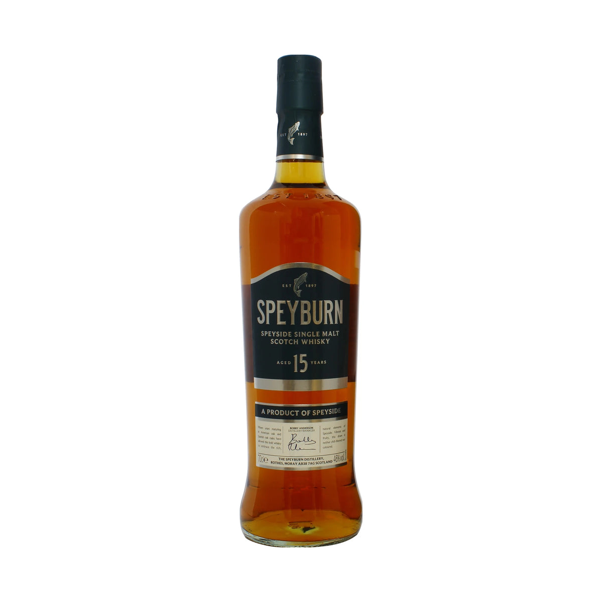 Speyburn 15 Year Old Speyside Single Malt Scotch Whisky 70cl bottle on a white background