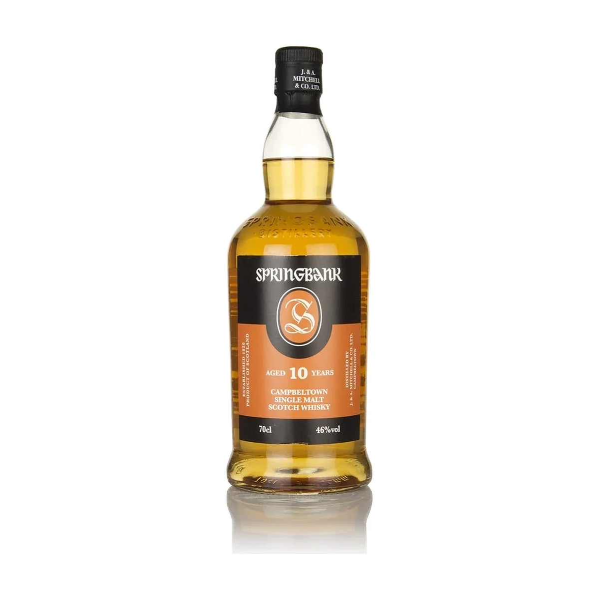Springbank 10 Year Old Campbeltown Single Malt Scotch Whisky, 70cl bottle on a white background