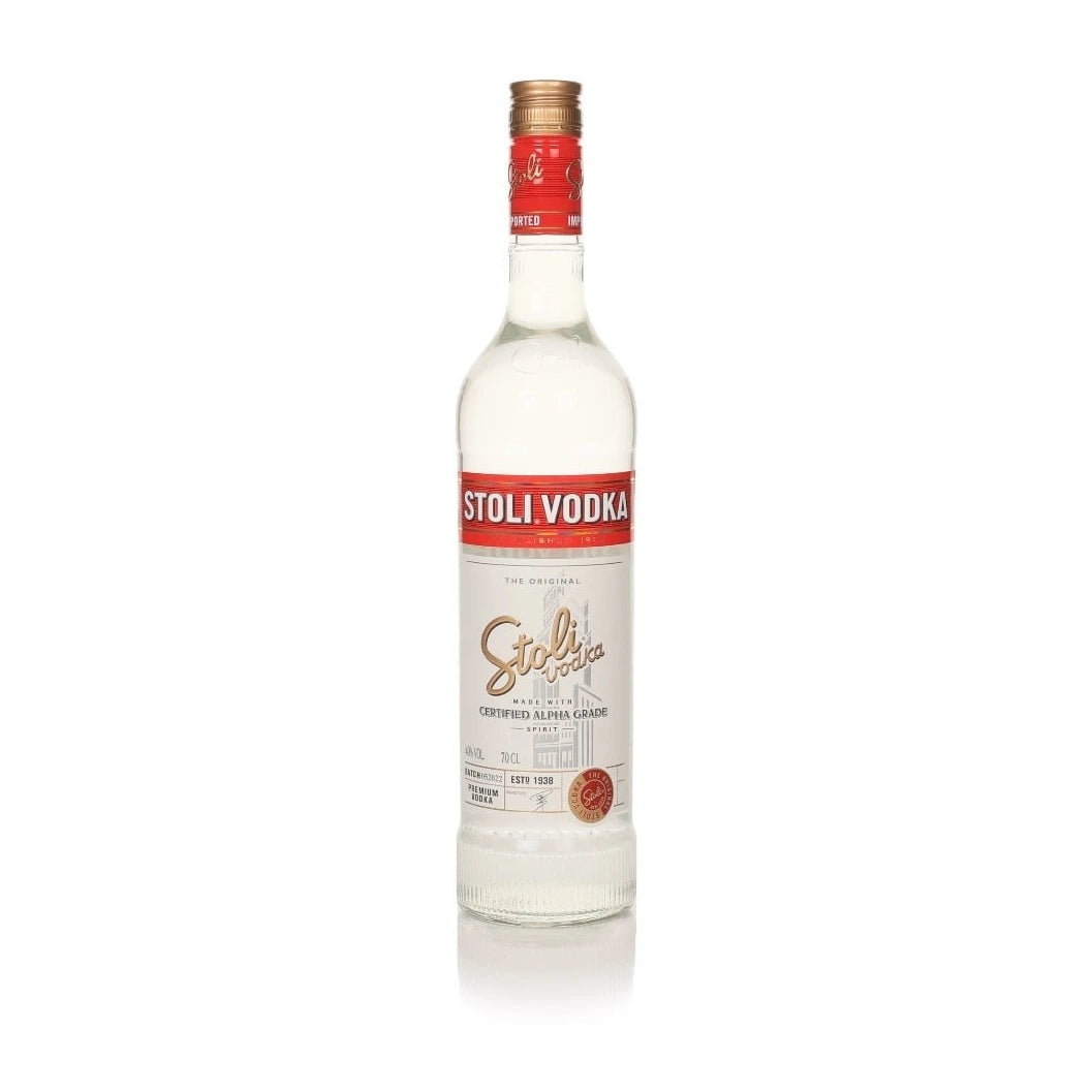 Stolichnaya Premium Vodka 70cl bottle on a white background