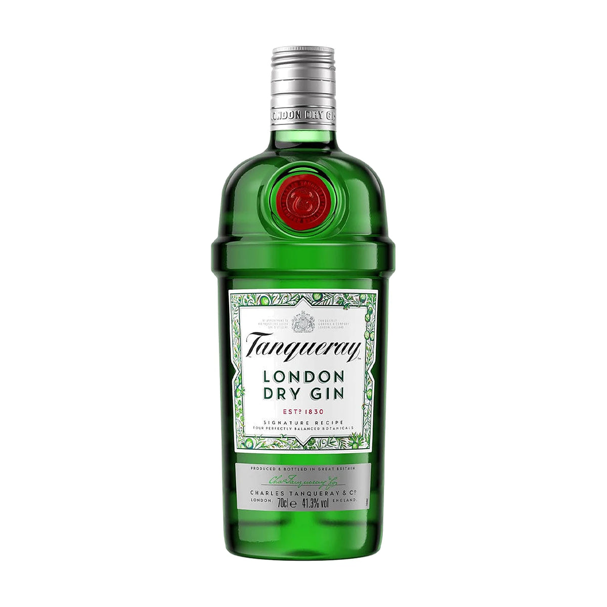 Tanqueray London Dry Gin, 70cl bottle on a white background
