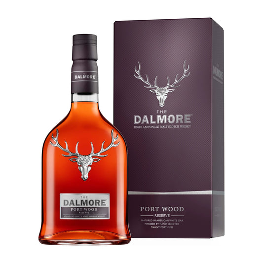 The Dalmore Port Wood Reserve Highland Single Malt Scotch Whisky 70cl bottle on a white background