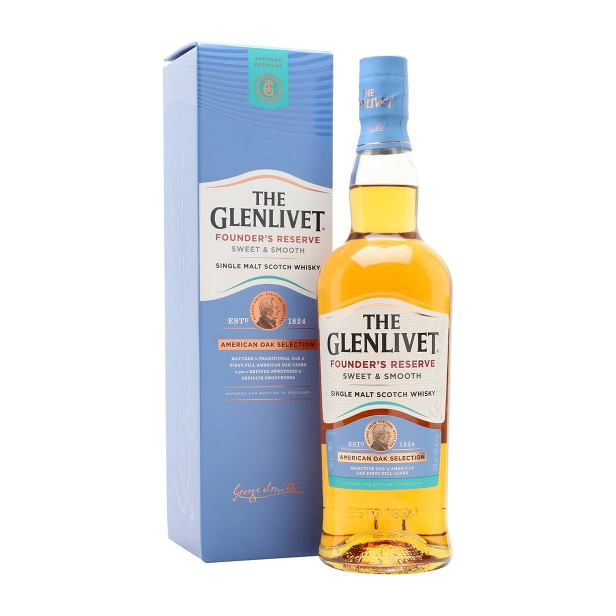 The Glenlivet Founder's Reserve Speyside Single Malt Scotch Whisky 70cl bottle on a white background